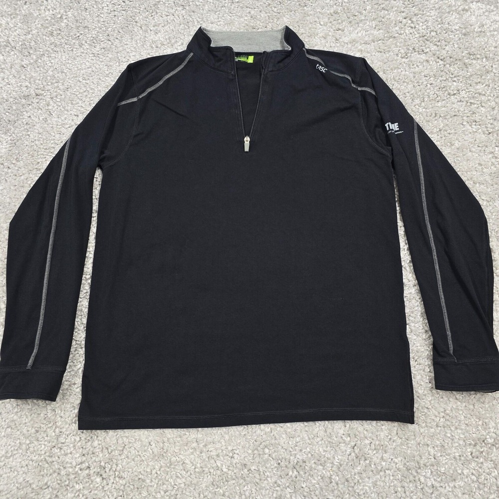 Tasc‎ Mens 1/4 Zip Long Sleeve Performance Base Layer Shirt Size L Black Bamboo